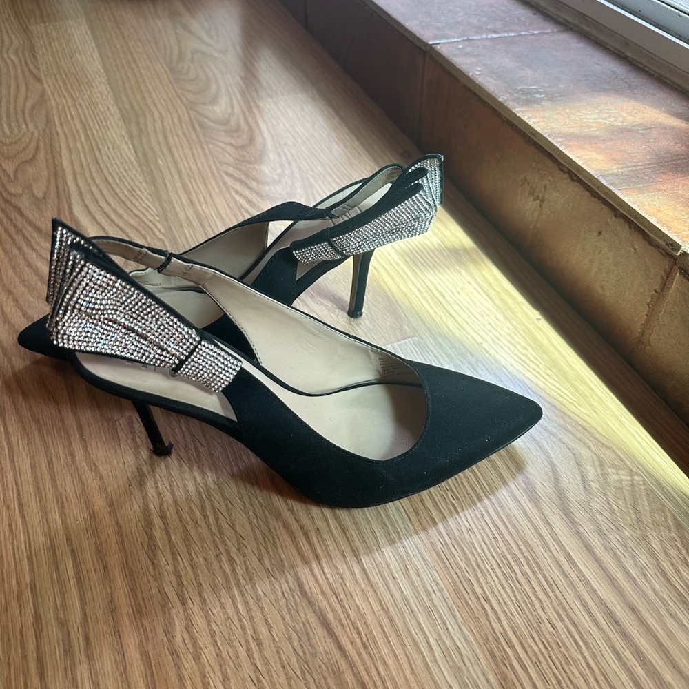 INC International Concepts Black Stiletto Slingback Heels